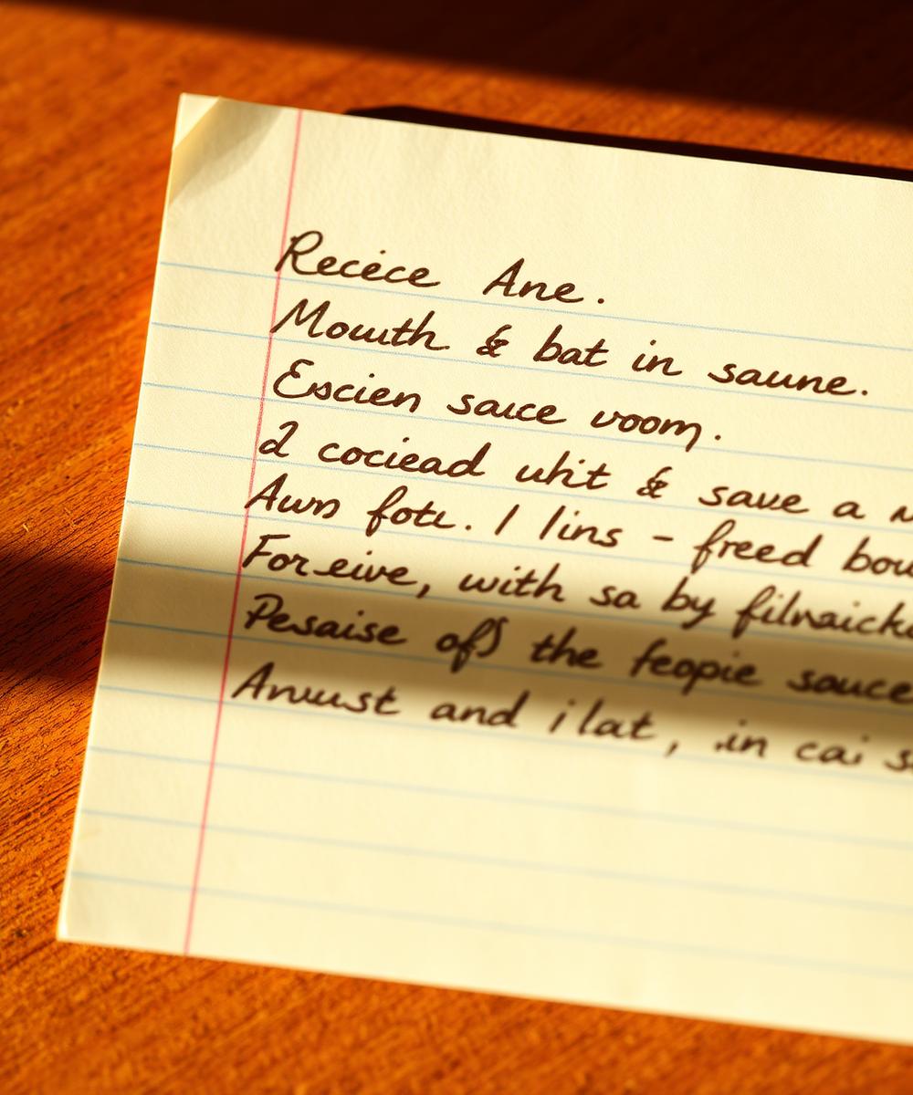 Handwritten recipe card